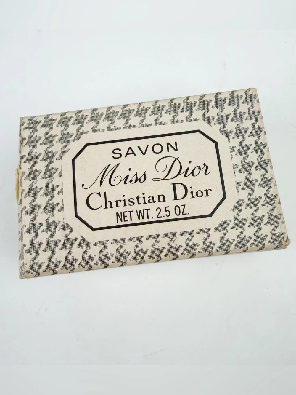Vintage Christian Dior Miss Dior Perfumed Soap Savon 2.5 oz Houndstooth Box